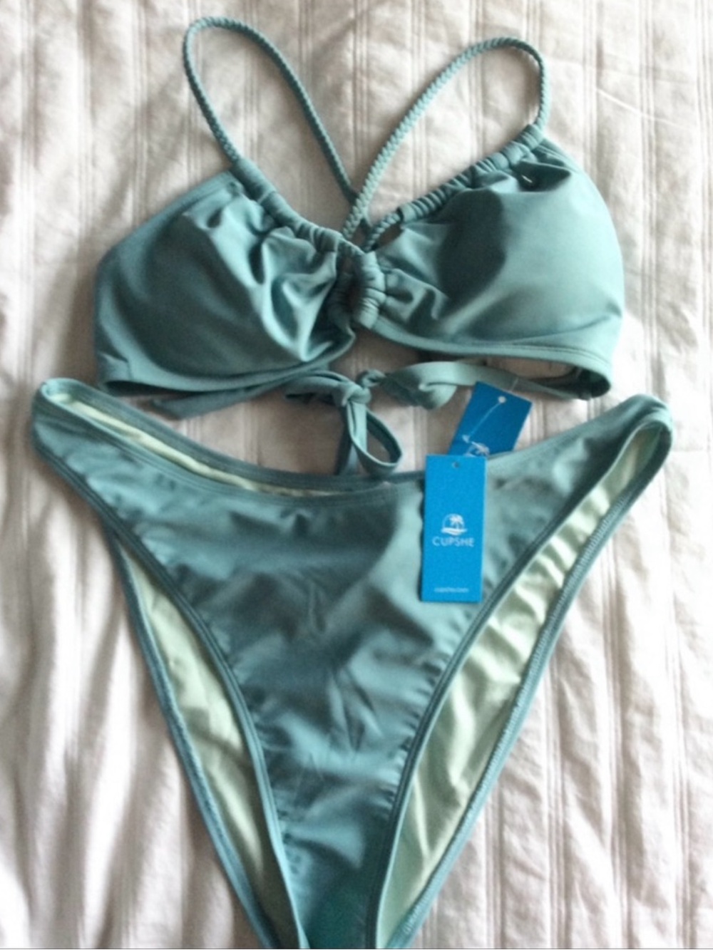NWT Cupshe Emerge Braided Cut Out Cheeky Bikini - Picture 6 of 10